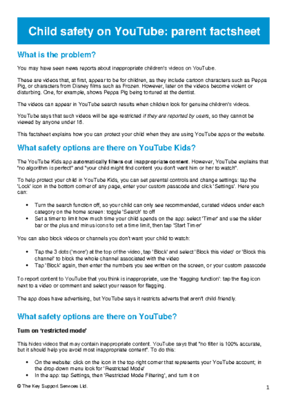 YouTube Safety Factsheet