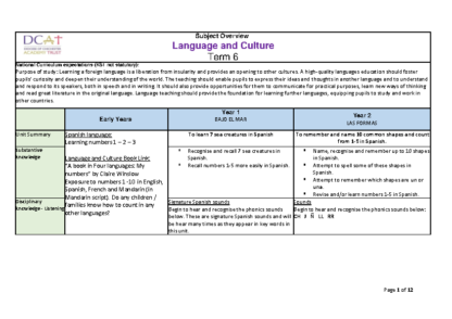 Language and Culture Overview Term 6