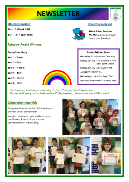 Newsletter Term 6 Week 7 8